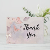 Carte De Remerciements Arrière - plan papillon, rose (Debout devant)