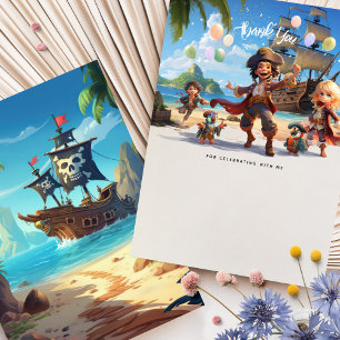 Carte De Remerciements Arrr-merci! Anniversaire de l'Île du Paradis des P