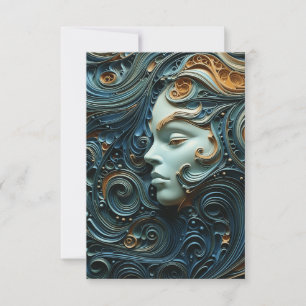 Carte De Remerciements Art 3D de la femme Lune