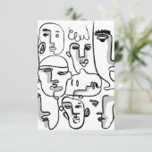 Carte De Remerciements Art Abstrait, Dessin Visages Abstraits (Debout devant)