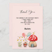 Carte De Remerciements Art aquarelle Champignon et Fleurs mignons (Devant / Derrière)