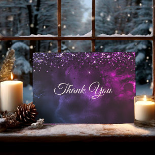Carte De Remerciements Art chic élégant en marbre bleu violet