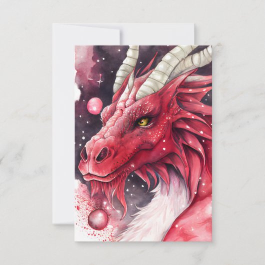 Carte De Remerciements Art de l'aquarelle rouge Dragon (Devant)