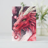 Carte De Remerciements Art de l'aquarelle rouge Dragon (Debout devant)