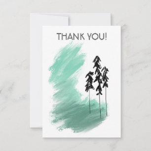Carte De Remerciements art de l'arbre vert scandinave simple moderne ment