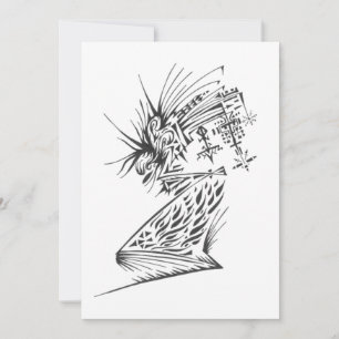 Carte De Remerciements Art de tatouage tribal abstrait blanc noir fluide