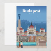 Carte De Remerciements Art de voyage Voyage à Budapest (Devant / Derrière)