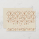 Carte De Remerciements Art Déco Burnt Orange Elégant Mariage Personnalisé (Devant / Derrière)