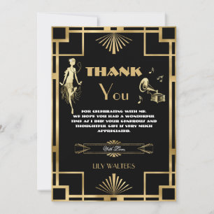 Carte De Remerciements Art Déco Nouveu Gatsby Années folles Anniversaire