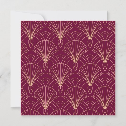 Carte De Remerciements Art Deco pattern with gold geometric fan motifs (Devant)