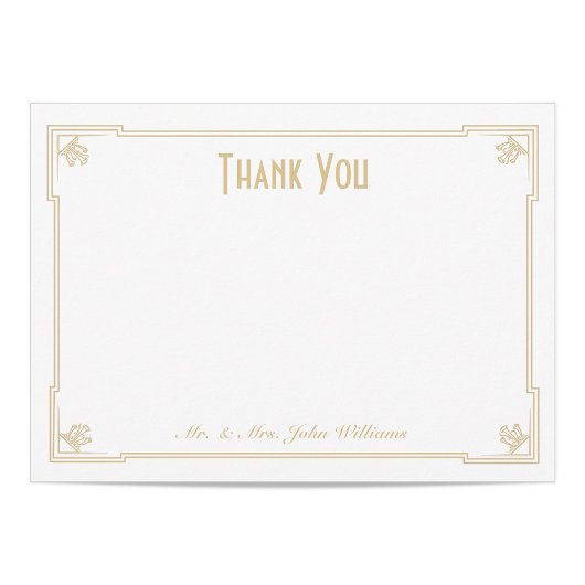 Carte De Remerciements Art Déco Style Plat Thank Note Card
