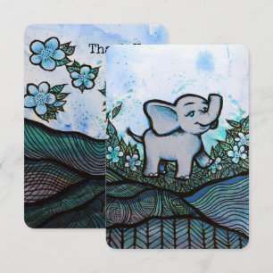 Carte De Remerciements Art Eléphant Floral