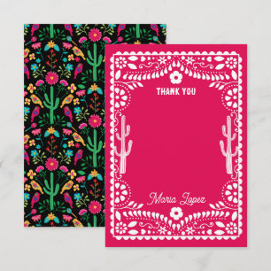 Carte De Remerciements Art floral traditionnel mexicain Couleurs vives
