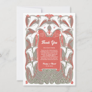 Carte De Remerciements Art Nouveau Calla Lily Élégance