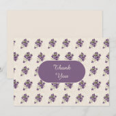 Carte De Remerciements Art Nouveau Violet Floral Pattern (Devant / Derrière)