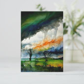 Carte De Remerciements Art numérique à l'encre d'alcool Rainstorm Rainbow (Debout devant)