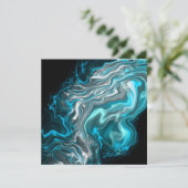 Carte De Remerciements Art numérique bleu et noir en satin soyeux (Debout devant)