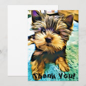 Carte De Remerciements Art numérique de chiot de Cute Yorkie Yorkshire (Devant / Derrière)