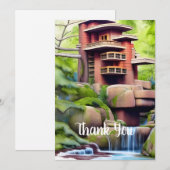 Carte De Remerciements Art numérique de la maison d'arbre architectural (Devant / Derrière)