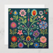 Carte De Remerciements Art populaire floral (Devant / Derrière)