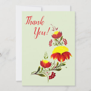 Carte De Remerciements Art populaire floral vibrant de Petrykivka