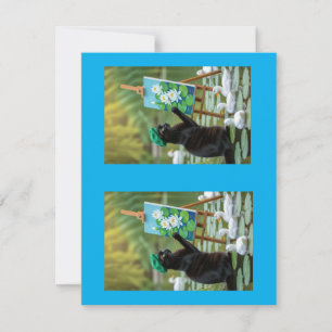 Carte De Remerciements Artiste Chat Noir Peinture Nappes D'Eau