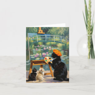 Carte De Remerciements Artiste Kitty Noir Peinture Monet Water Lys