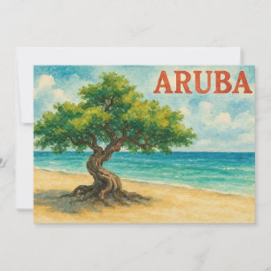 Carte De Remerciements Aruba Divi Tree Eagle Beach aquarelle