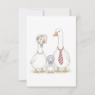 Carte De Remerciements Assiettes Fête de Bébé Oie Aquarelle