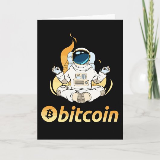 Carte De Remerciements Astronaut BTC Yoga - Bit Me QR Code Nous Acceptons (Devant)