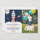 Carte De Remerciements Astronaut Rocket Espace extra-atmosphérique 1ère p (Devant)