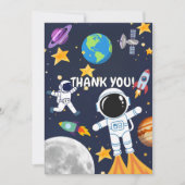 Carte De Remerciements Astronaute drôle dans l'espace, Premier anniversai (Devant)