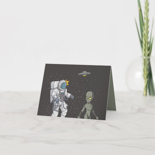 Carte De Remerciements Astronaute et extraterrestre (Devant)