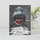 Carte De Remerciements Attaque de requin pour l'anniversaire de l'animal, (Debout devant)