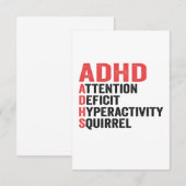 Carte De Remerciements Attention Déficit Hyperactivité Écureuil TDAH Cade (Devant / Derrière)