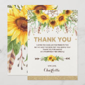 Carte De Remerciements Attrape-rêves aquarelle Fleurs de soleil Boho Anni (Devant / Derrière)