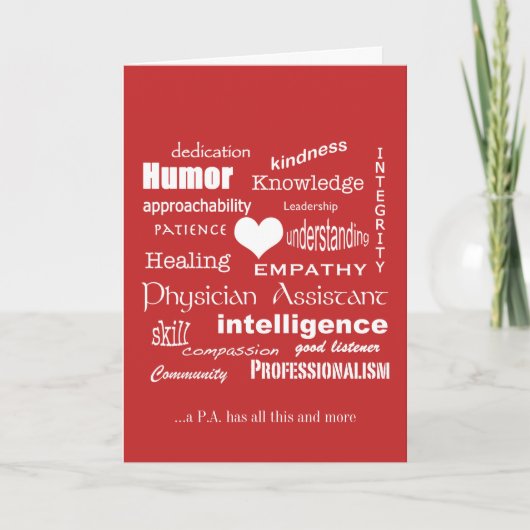 Carte De Remerciements Attributs de l'assistant médical/texte blanc (Devant)