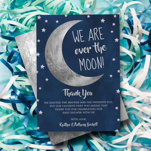 Carte De Remerciements Au-Dessus De La Lune | BABY SHOWER