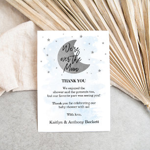 Carte De Remerciements Au-Dessus De La Lune Baby shower Garçons