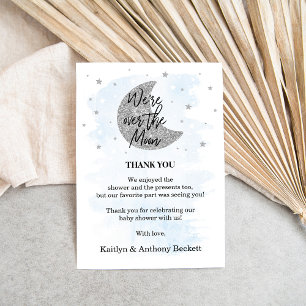 Carte De Remerciements Au-Dessus De La Lune Baby shower Garçons