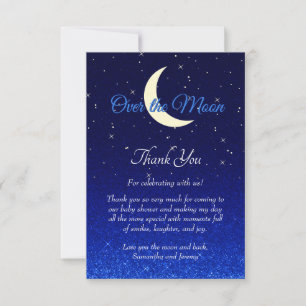 Carte De Remerciements Au-dessus du Baby shower bleu nuit de lune