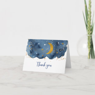 Carte De Remerciements Au-dessus du Baby shower d'or de la Lune Navy