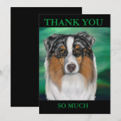 CARTE DE REMERCIEMENTS AUSTRALIAN SHEPHERD (Devant / Derrière)