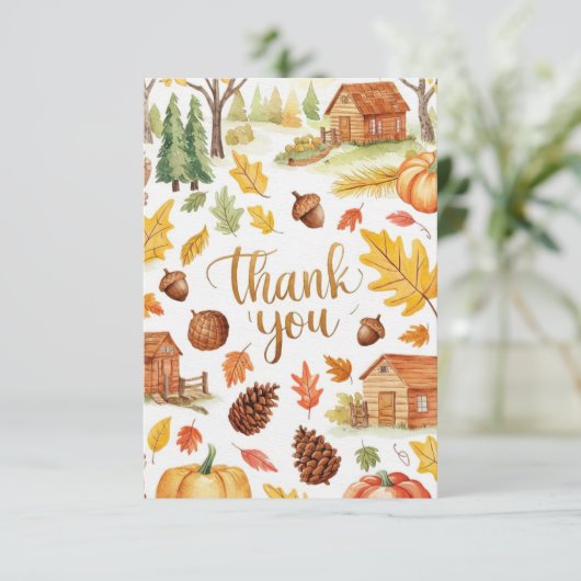 Carte De Remerciements Automne automne éditable de forêt (Debout devant)