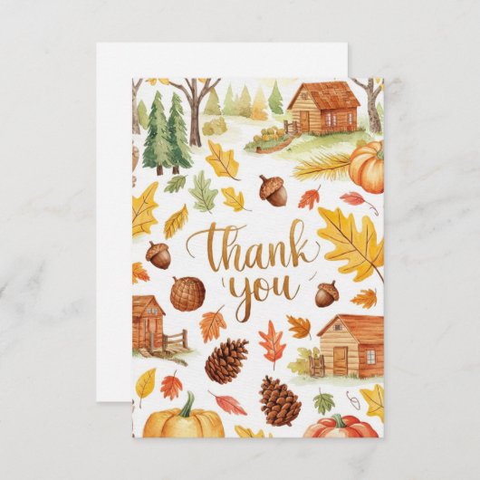 Carte De Remerciements Automne automne éditable de forêt (Devant / Derrière)