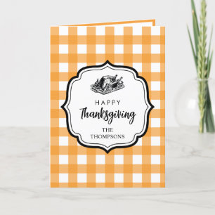 Carte De Remerciements Automne Automne Orange Plaid Thankgiving Turquie