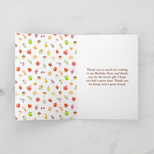 Carte De Remerciements Automne automne récolte fête d'anniversaire (Intérieur)