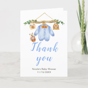 Carte De Remerciements Automne Automne Vêtements Ligne Baby shower garçon
