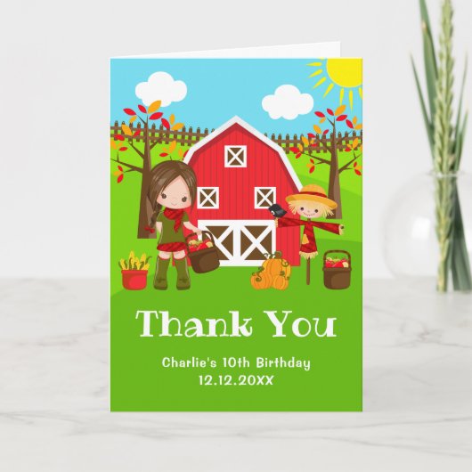 Carte De Remerciements Automne Barnyard Anniversaire Brown Coiffeuse (Devant)