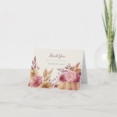 Carte De Remerciements Automne Citrouille & Fleurs Sauvages (Devant)